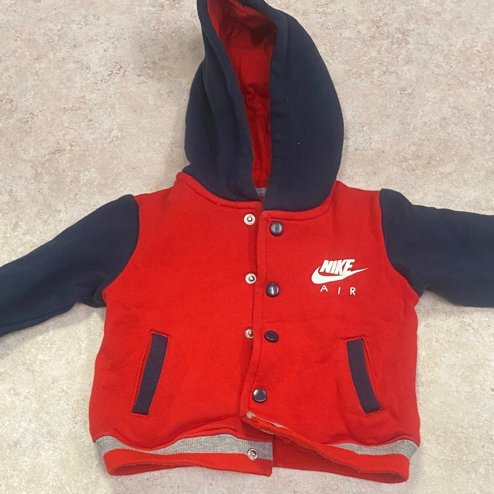 Nike Red and Navy Hooded Snap Jacket